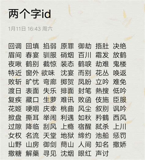 兩個名字|两个字的网名